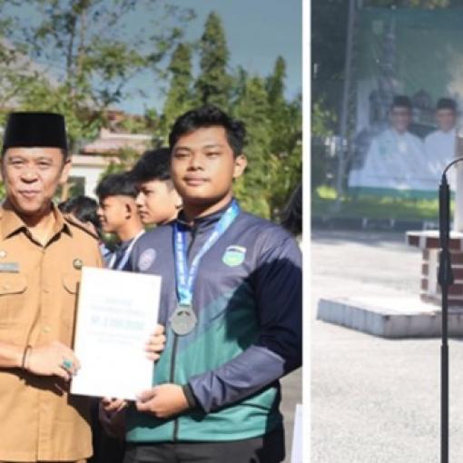Apresiasi Prestasi Atlet Pelajar Daerah Pemerintah Kabupaten Tasikmalaya Serahkan Penghargaan kepada Atlet Berprestasi pada Apel Pagi